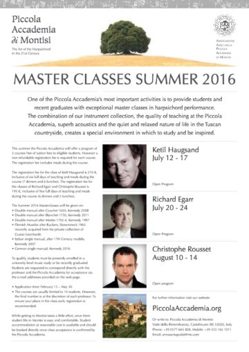 MONTISI – Summer Master Classes 2016