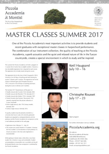 MONTISI – Summer Master Classes 2017